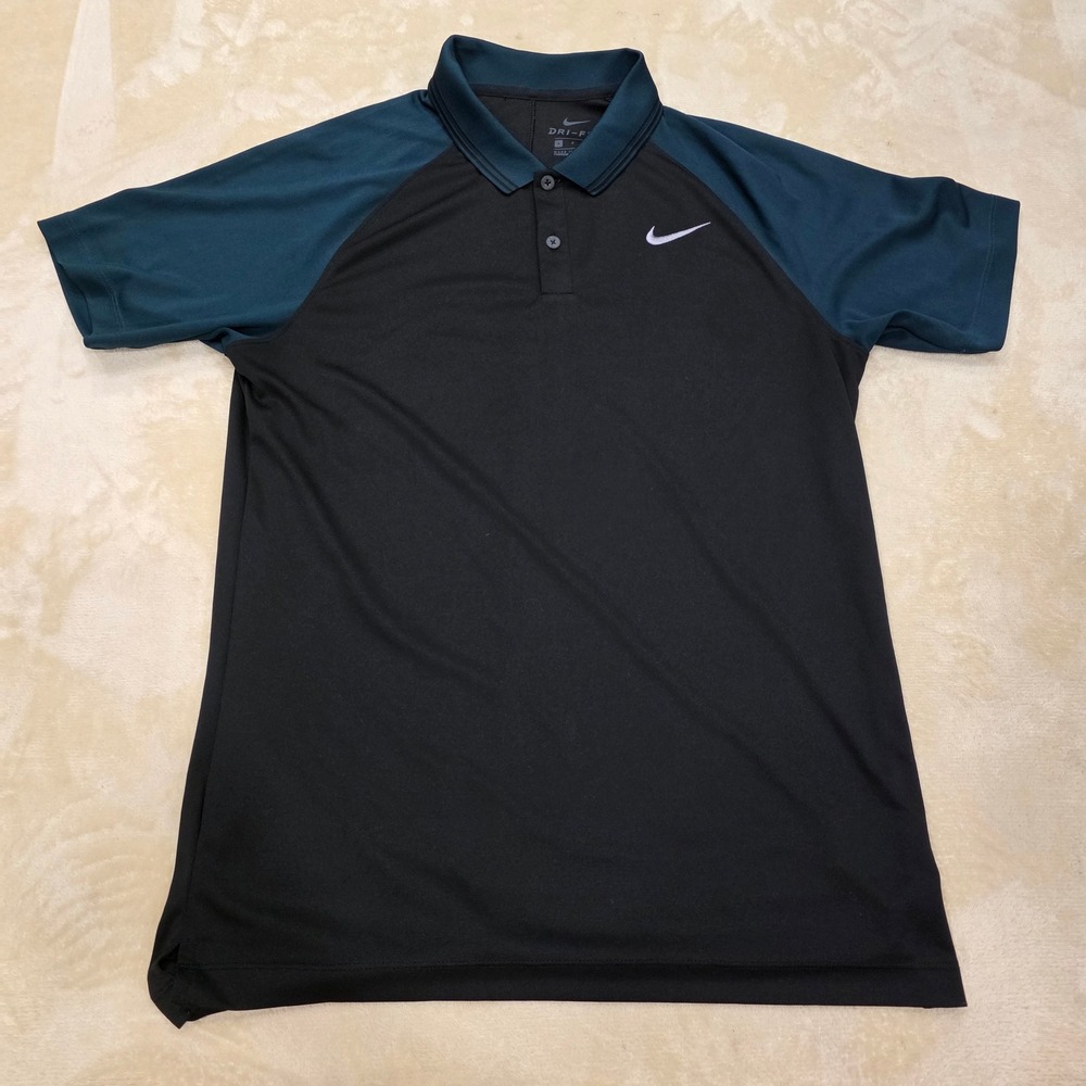 Nike Dri-FIT Academy Pro Polo Shirt Mens Size S Black Teal Short Sleeve DH9228
